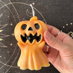 vela artesanal de soja calabaza fantasma de halloween