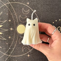 vela artesanal de soja de gato fantasma ecomagic