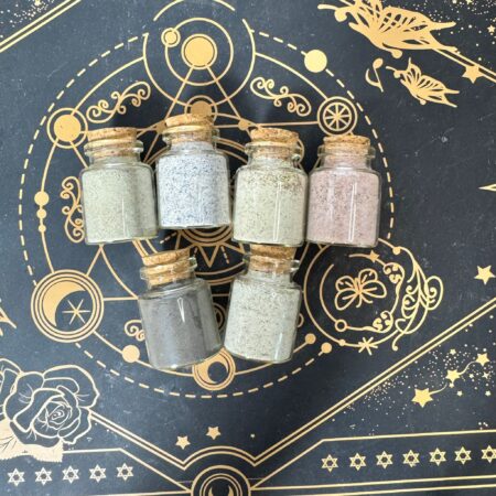 pack de sales de bruja en botes de vidrio de 20gr con corcho elaboradas a mano ecomagic