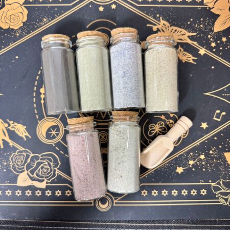 pack de sales de bruja en botes de vidrio de 70gr con corcho elaboradas a mano ecomagic