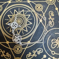 Pulsera de tetragrammaton y nudo de bruja de plata de ley -