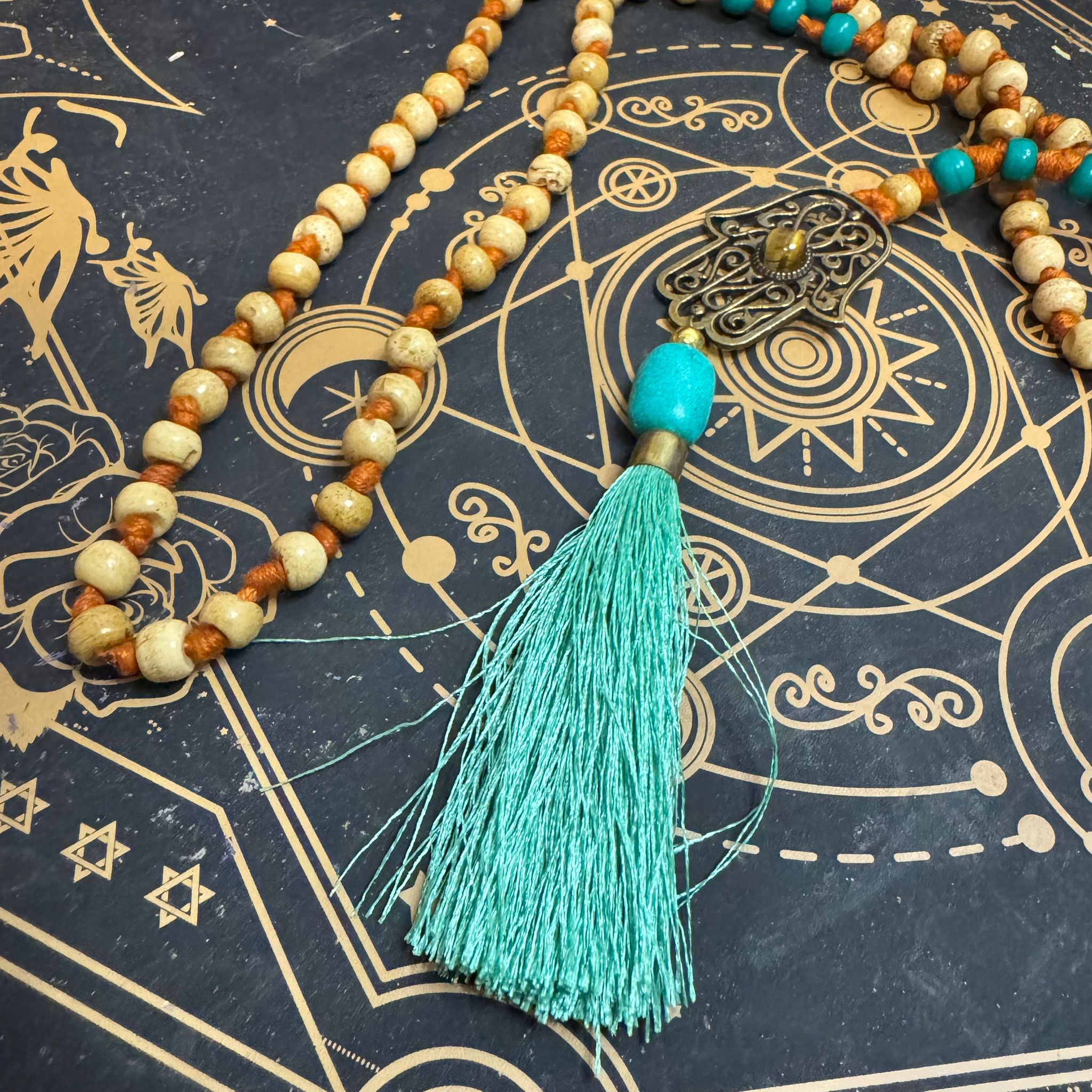 Mala Tibetano con Mano de Fátima y Ojo de Tigre - Imagen 4