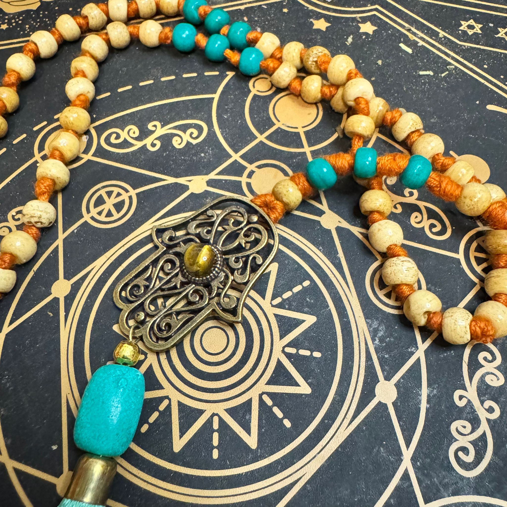 Mala Tibetano con Mano de Fátima y Ojo de Tigre - Imagen 5