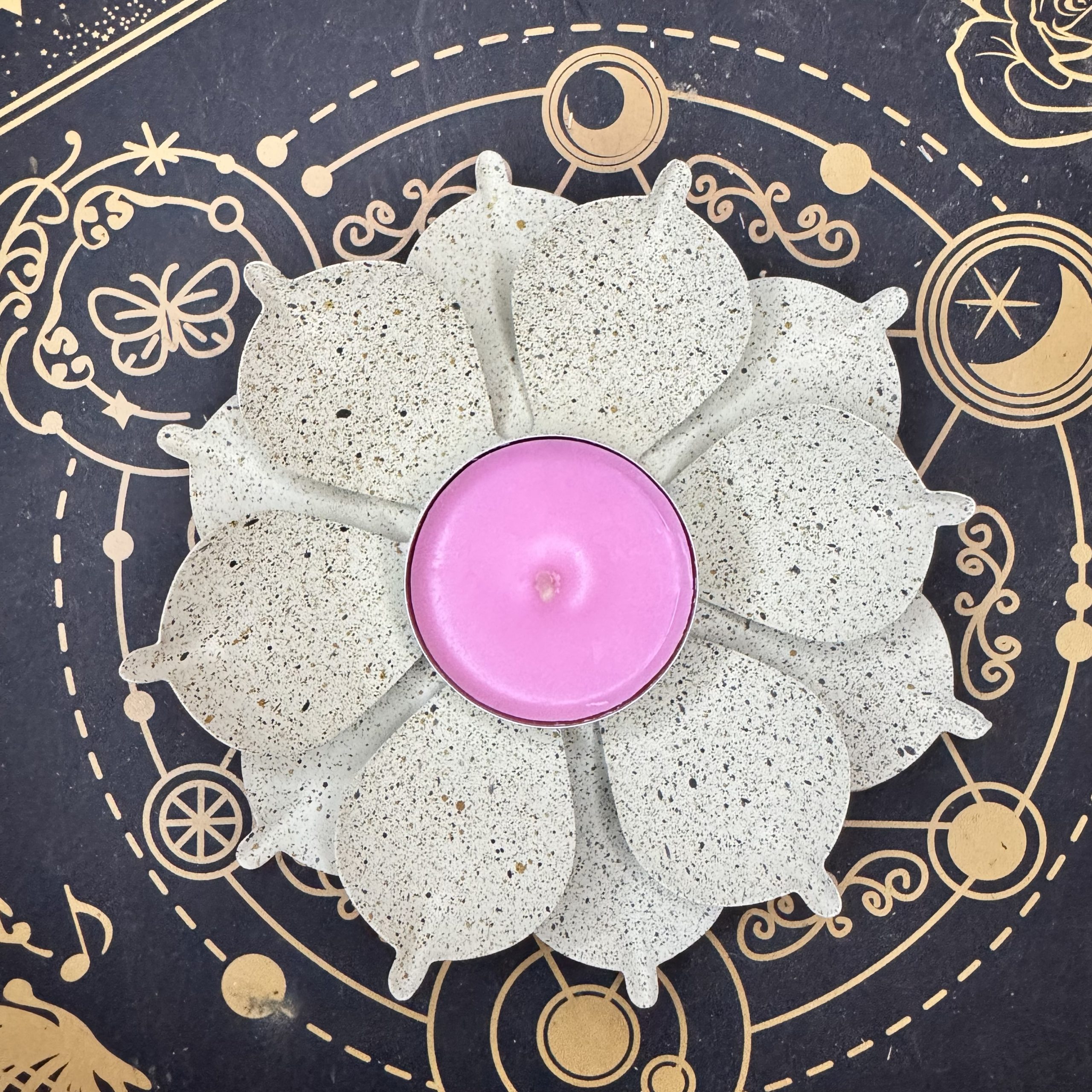 Portavelas metálico flor de loto