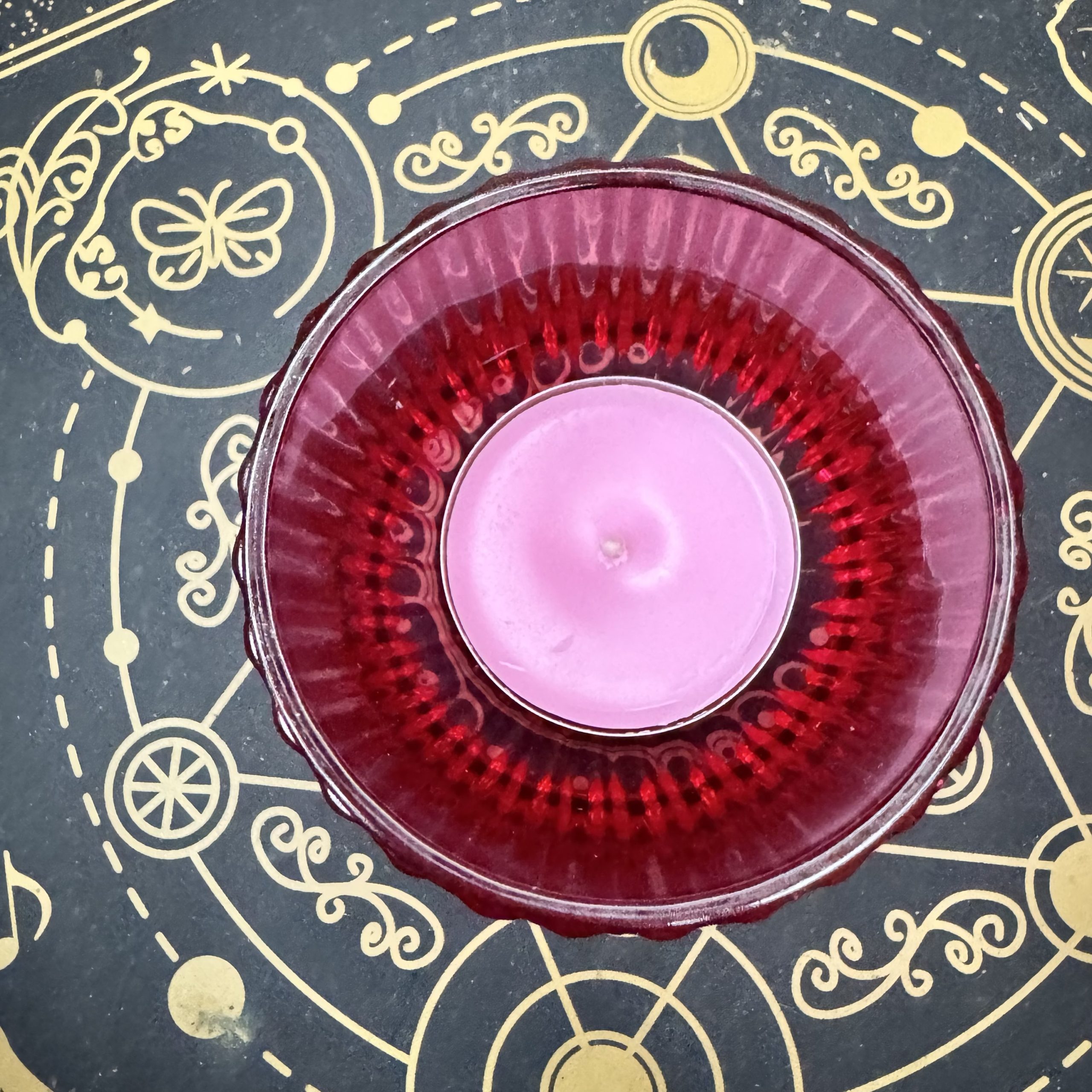 Portavelas de vidrio rosa - Imagen 2