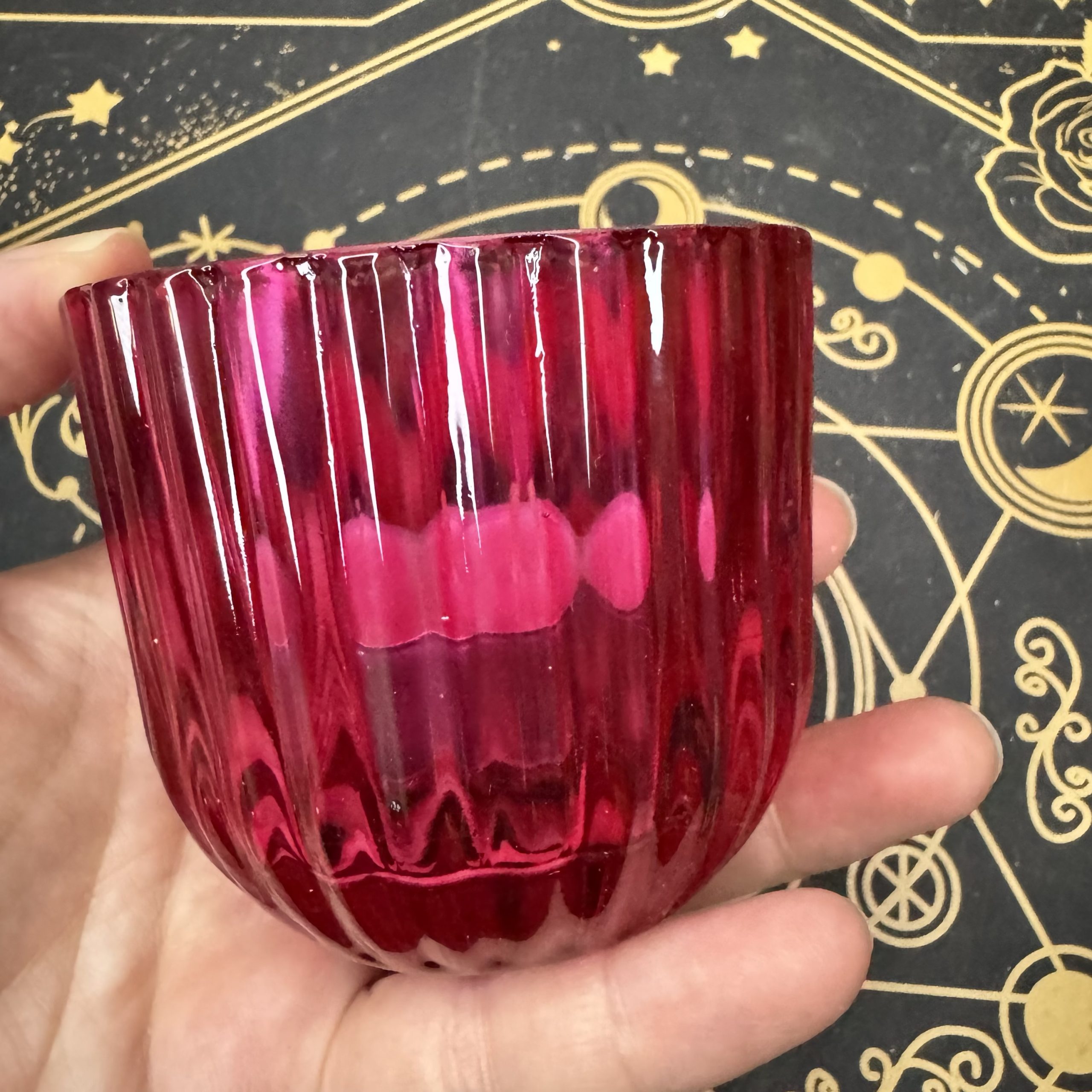 Portavelas de vidrio rosa - Imagen 3