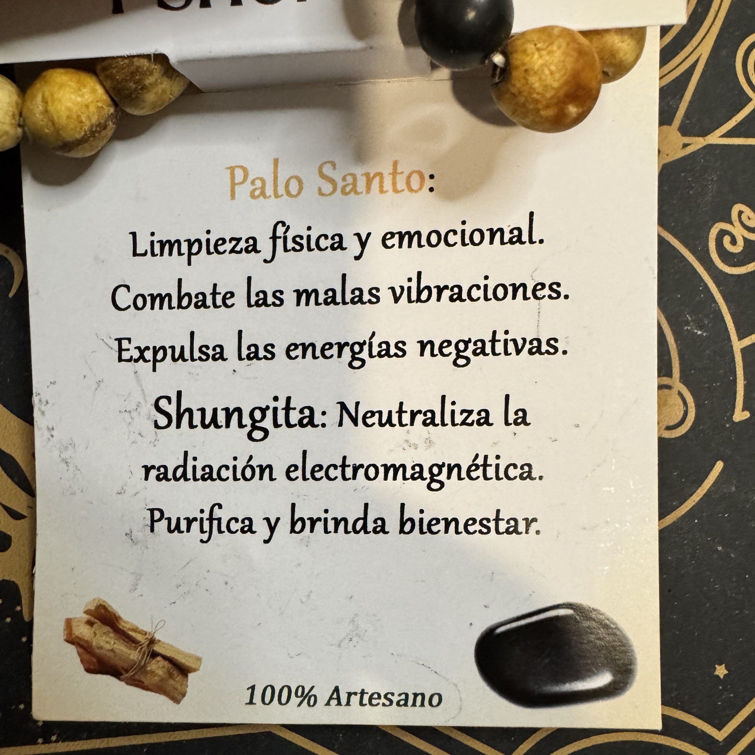 Pulsera de Palo Santo y Shungita - Imagen 3