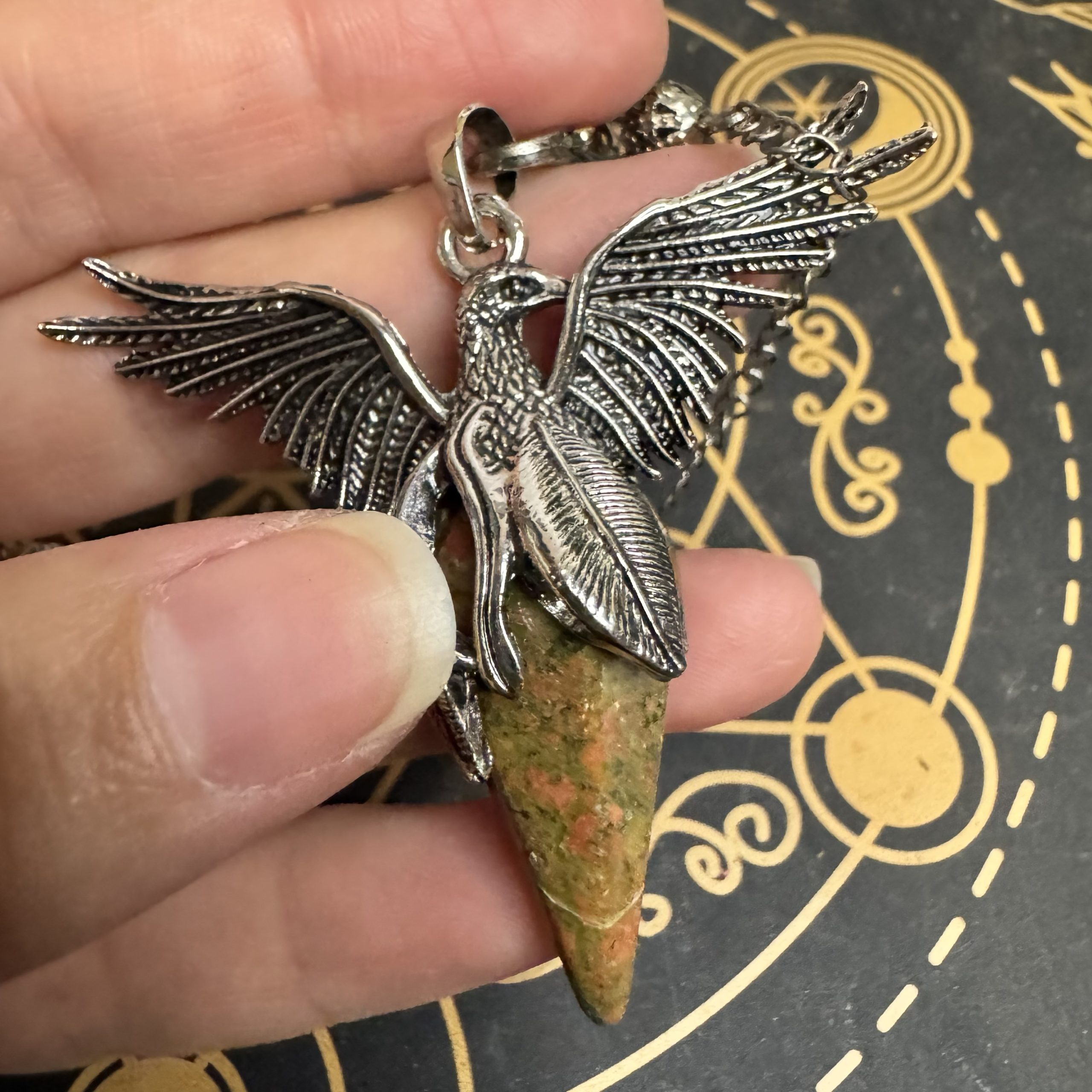 Ave Fénix con unakita - Péndulo de adivinación - Imagen 2
