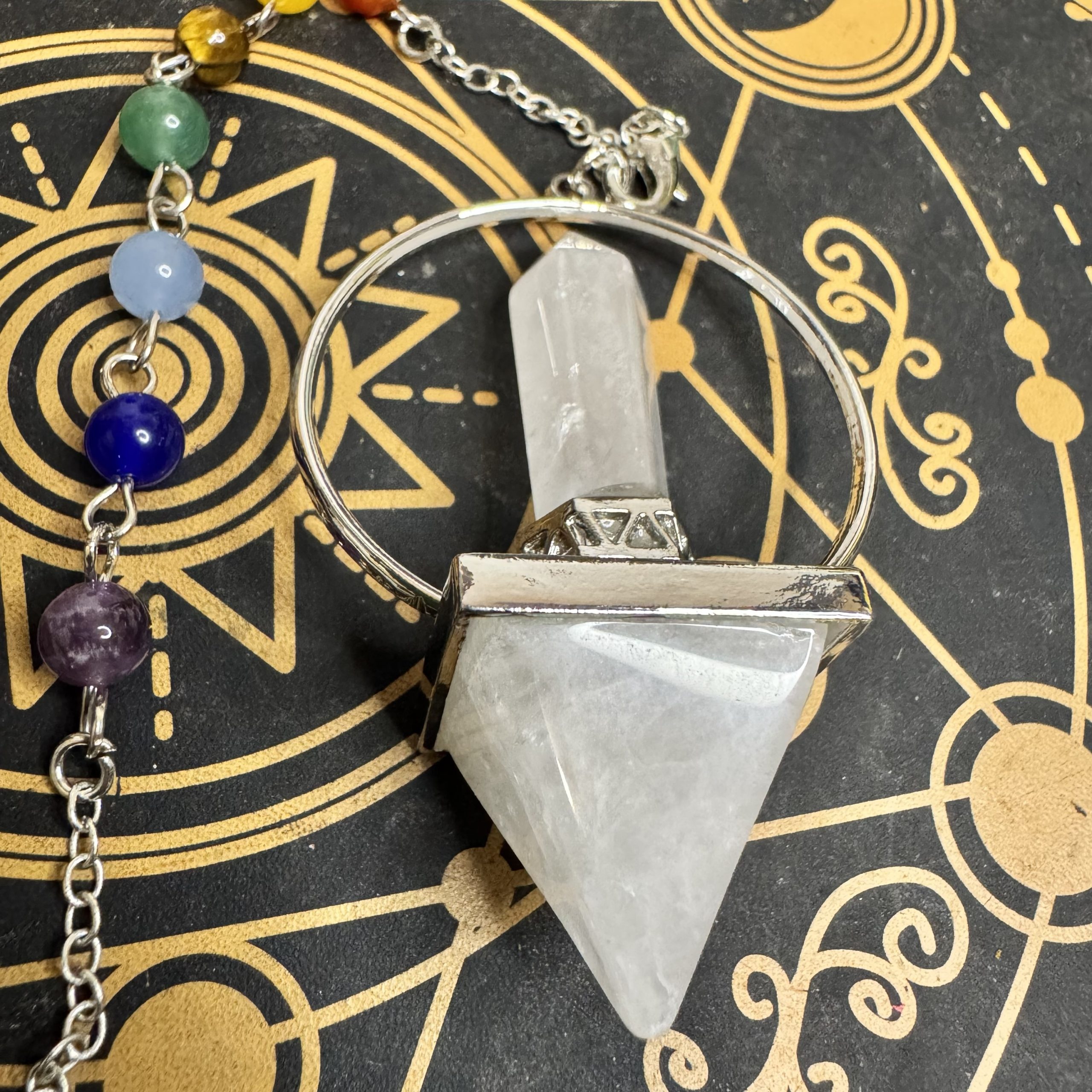 Péndulo de los 7 Chakras con Doble Punta de Cuarzo Blanco – Equilibrio y Armonía - Imagen 7