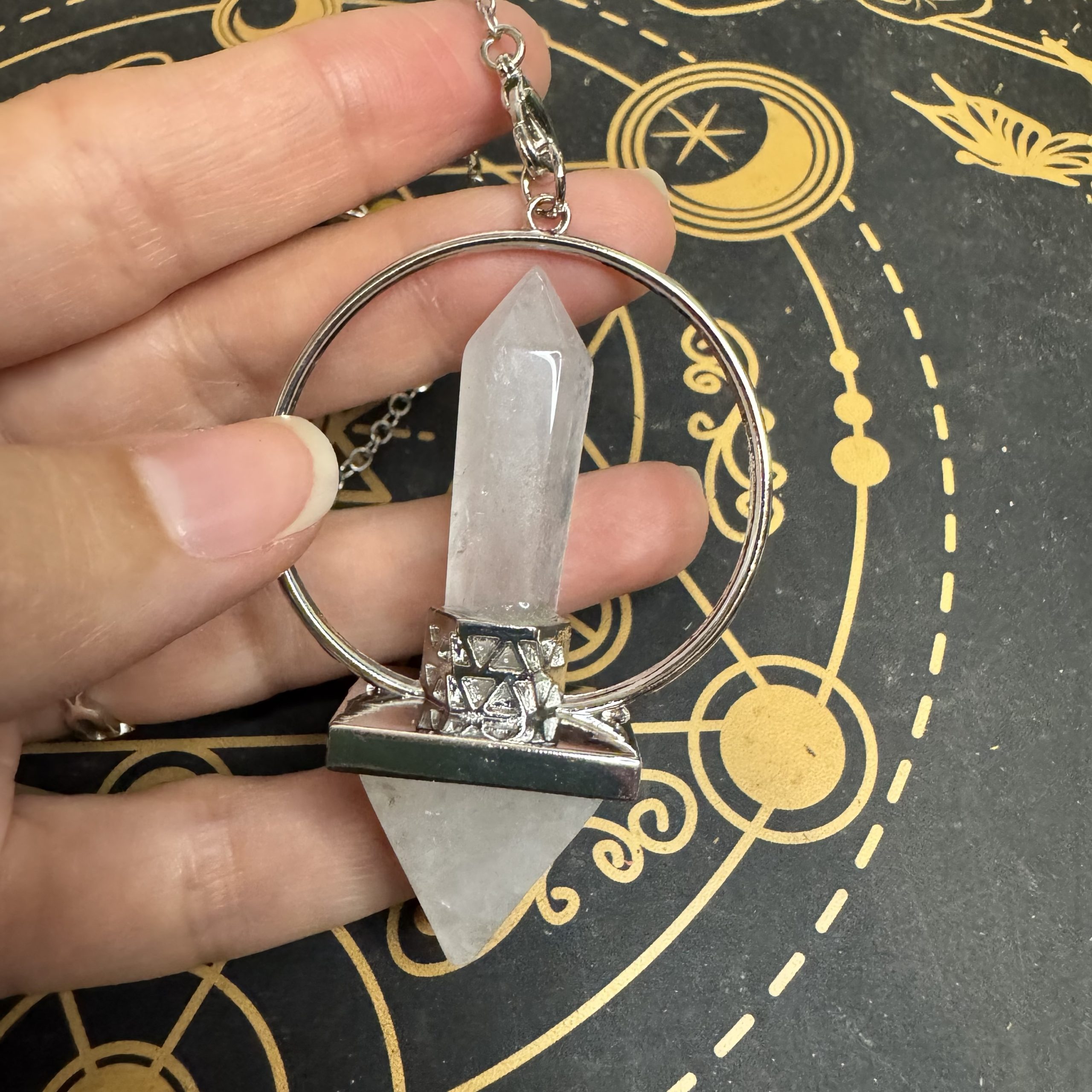 Péndulo de los 7 Chakras con Doble Punta de Cuarzo Blanco – Equilibrio y Armonía - Imagen 3